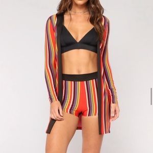 Fashion Nova Colorful Striped Matching Set